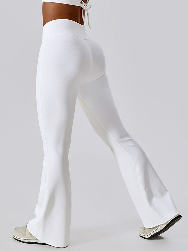 BUYCO Female Ribbed V-shape Waist Flare Pants