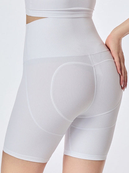 BUYCO Female Ribbed Ruched Back Hip-lift Fit Gym Shorts