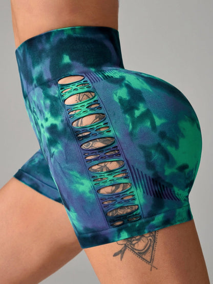 BUYCO Female Fitted Modern Tie-dye Hollow Out Shorts