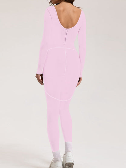 BUYCO Female Fleece Zipper Stripes Long Sleeves Jumpsuit