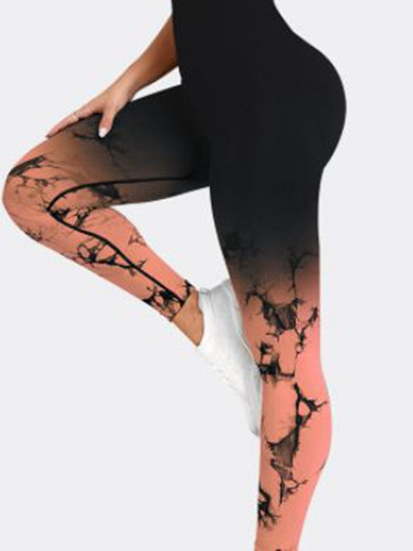 BUYCO Female Modern Tie-dye Ombre Ruched Back Leggings