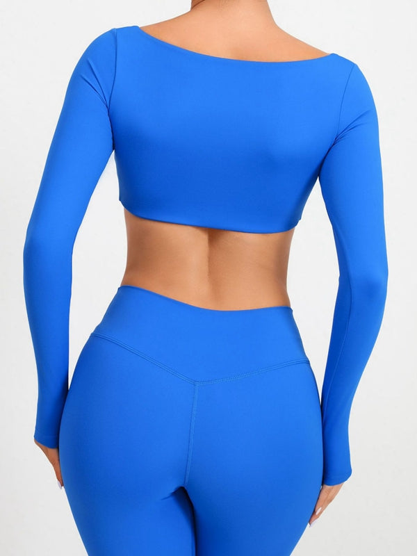 BUYCO Female Solid Color With Chests Cropped Long Sleeves