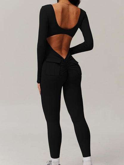 BUYCO Female Fitted Cutout Pocket Fit Cargo Jumpsuit