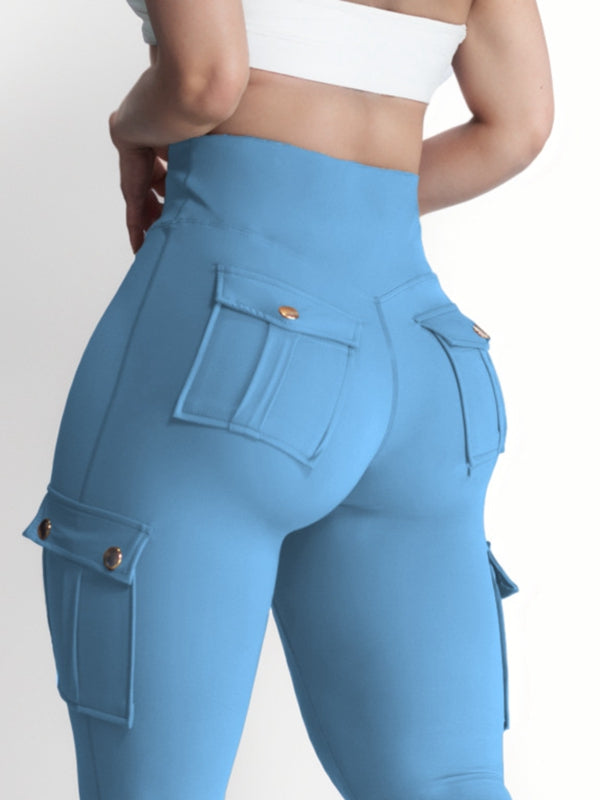BUYCO Female Pocket High-rise Cargo Style Cropped Leggings