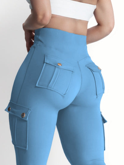 BUYCO Female Pocket High-rise Cargo Style Cropped Leggings