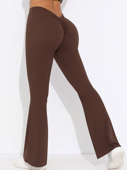 BUYCO Female V-shaped Waist Ruched Back Quick-dry Flare Leggings