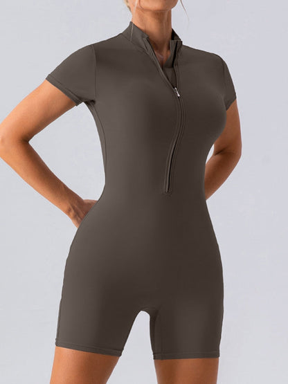 BUYCO Female Stand Collor Zipper Hip-lift Romper