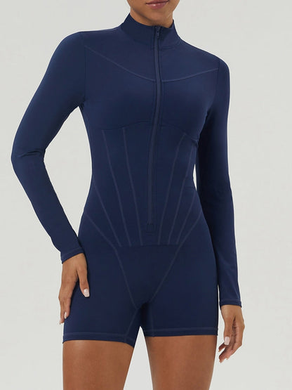BUYCO Female Zipper Corset Stripes Romper