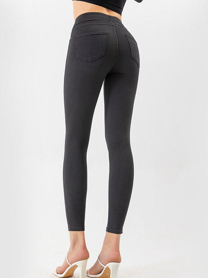 BUYCO Female Denim Pocket High-waisted Leggings