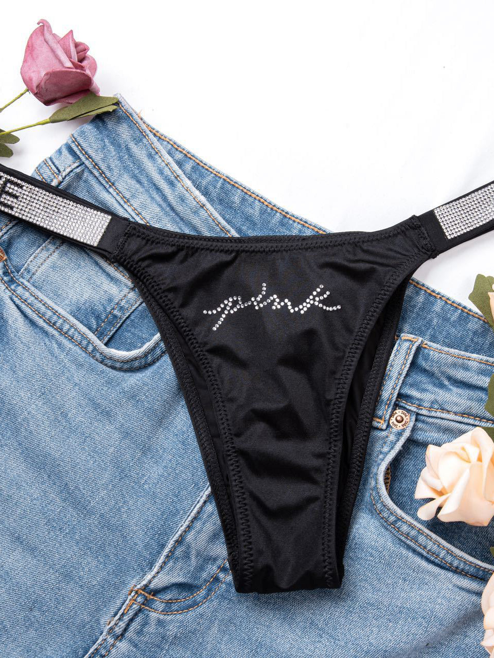 BUYCO Female V Back Dazling Diamond Panties