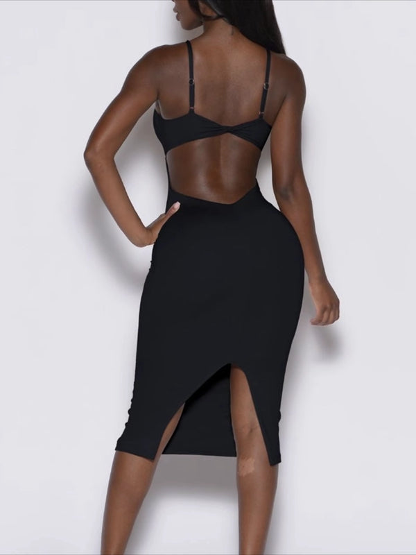 BUYCO Female V Meatal Cutout Backless Split Dress