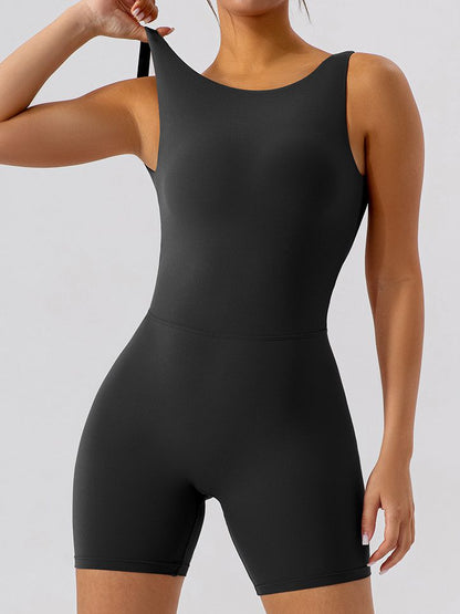 BUYCO Female Hollow Out U Back High-Support Ruched Back Romper