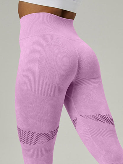 BUYCO Female Denim Fishnet Ruched Back Quick-dry Seamless Leggings