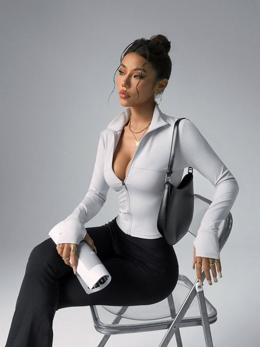 BUYCO Female Zipper Thumbhole Long Sleeves