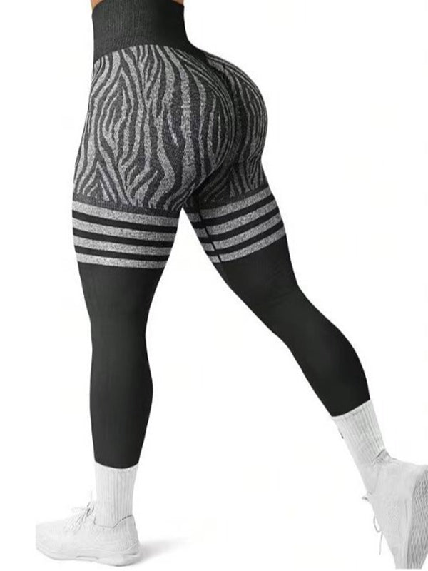 BUYCO Female Zebra Print Stripes Ruched Back Legging