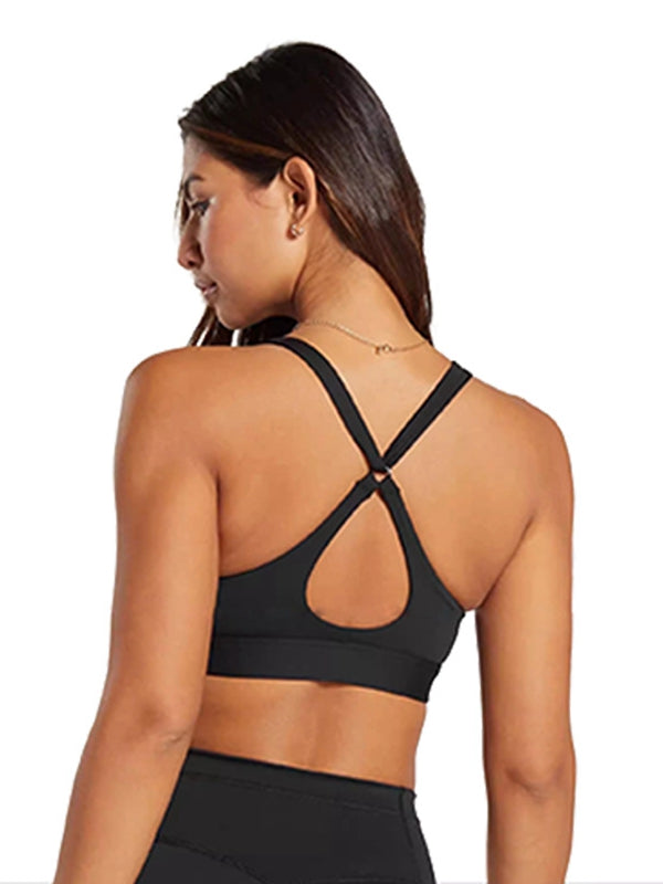 BUYCO Female Solid Color Backless Unique Hollow Out Sports Bras