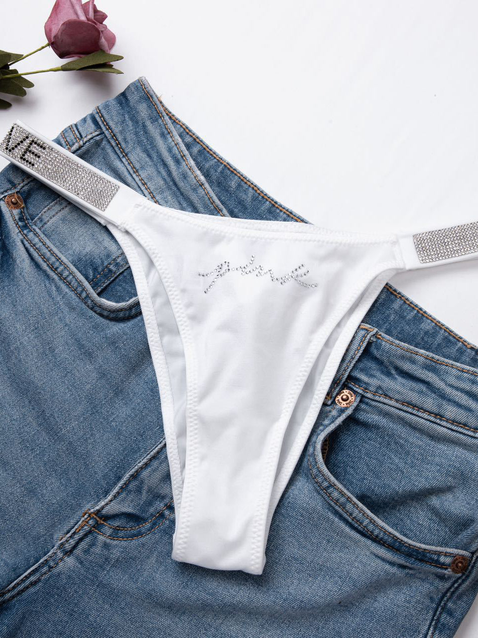 BUYCO Female V Back Dazling Diamond Panties