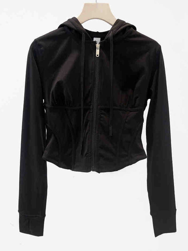 BUYCO Female Zipper Corset Hooded Jacket