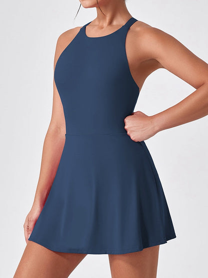 BUYCO Female Cross Back Hollow Out Quick-dry Dress