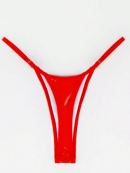 BUYCO Female Glossy PU T-back Panties