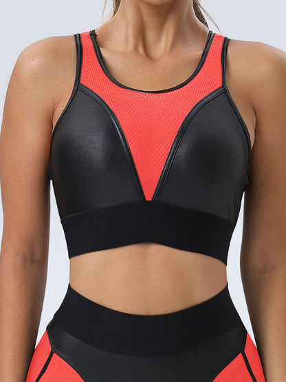 BUYCO Female Fly Eye Contrast Color High-rise Sportswear