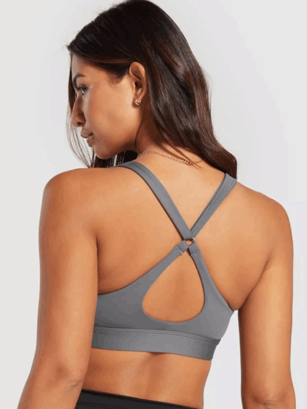 BUYCO Female Solid Color Backless Unique Hollow Out Sports Bras