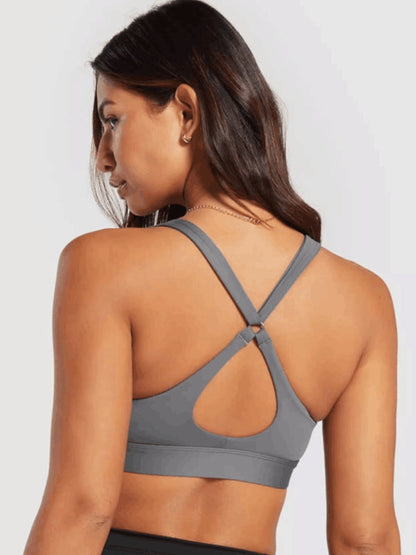 BUYCO Female Solid Color Backless Unique Hollow Out Sports Bras
