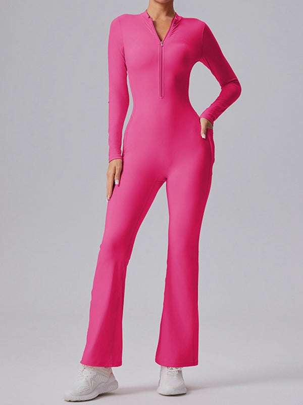 BUYCO Female Pocket Zipper Flare Jumpsuit