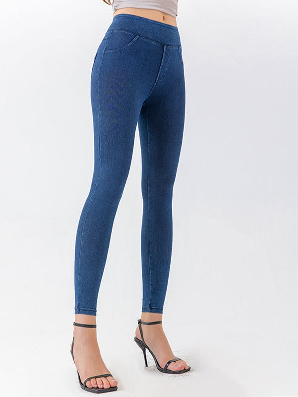 BUYCO Female Denim Pocket High-waisted Leggings
