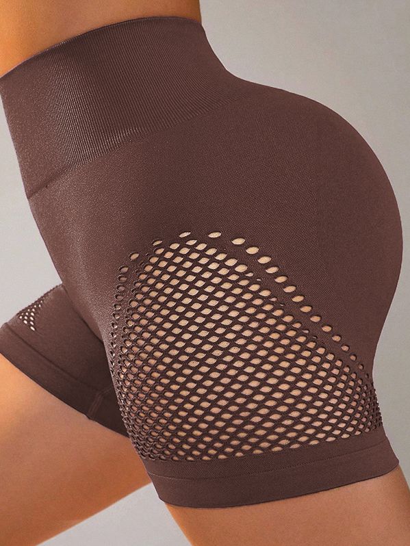 BUYCO Female Fishnet Ruched Back Hip-lift Spandex Gym Fit Shorts
