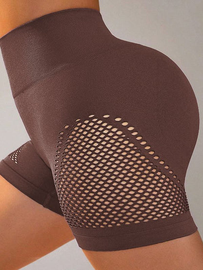 BUYCO Female Fishnet Ruched Back Hip-lift Spandex Gym Fit Shorts