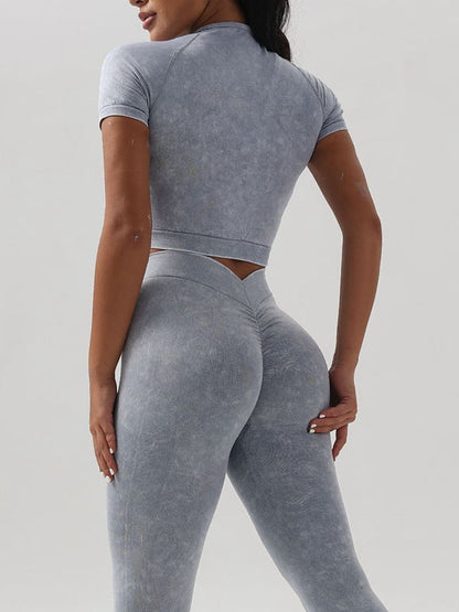 BUYCO Female Denim Deep V Back Ruched Back Tracksuit
