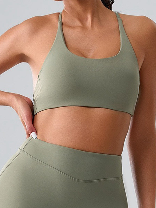 BUYCO Female Unique Cut Out Cross Back Backless Sports Bras