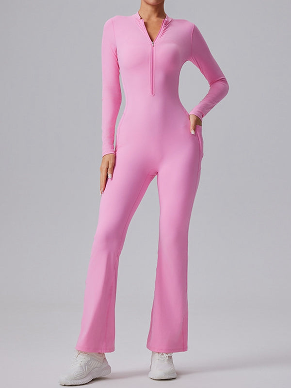 BUYCO Female Pocket Zipper Flare Jumpsuit