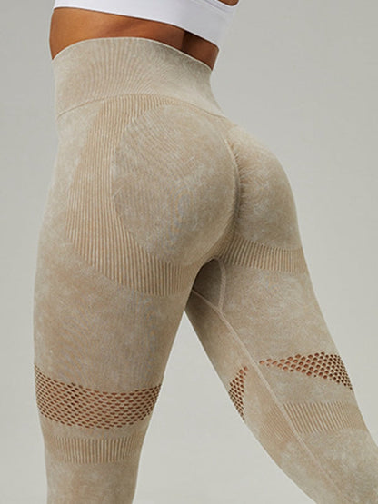 BUYCO Female Denim Fishnet Ruched Back Quick-dry Seamless Leggings