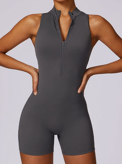 BUYCO Female Zipper Backless Ruched Back Romper