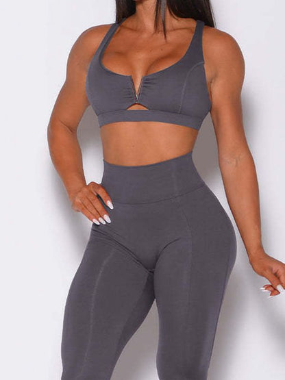 BUYCO Female Cross Back Cotout  V Shape Metal Tracksuit