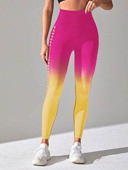 BUYCO Female Ombre Lace-up Ruched Back Leggings
