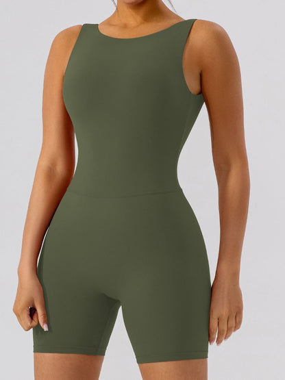 BUYCO Female Hollow Out U Back High-Support Ruched Back Romper