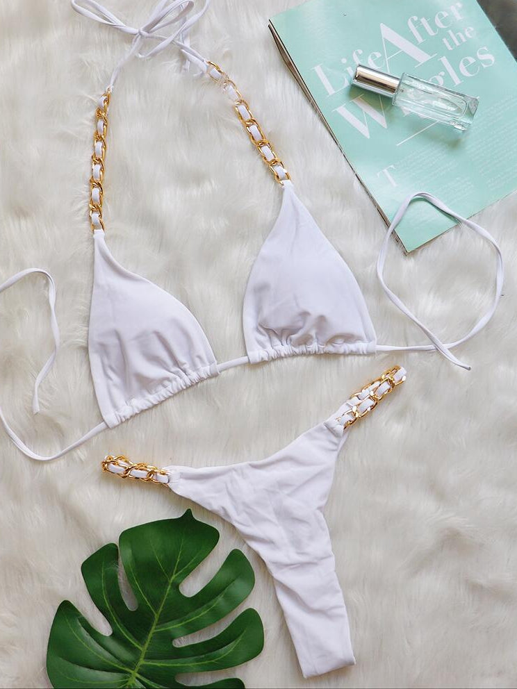 BUYCO Female Metal Chain Bikini Set