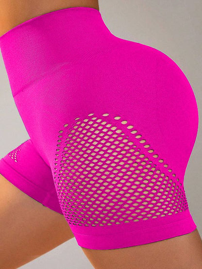 BUYCO Female Fishnet Ruched Back Hip-lift Spandex Gym Fit Shorts