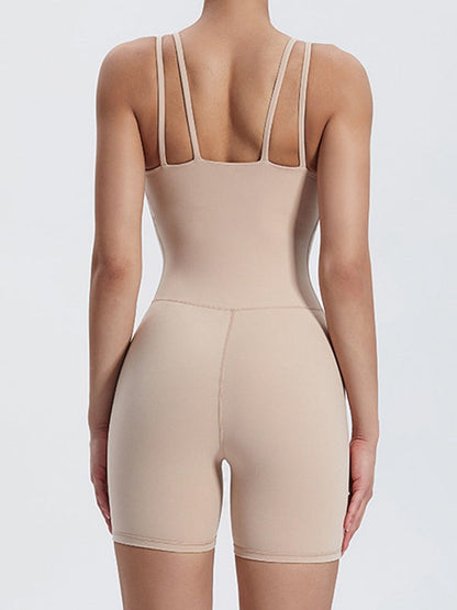 BUYCO Female Backless U Collar Ruched Back Hip-lift Romper