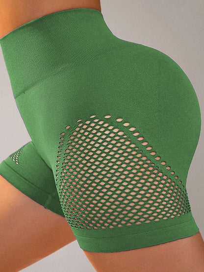 BUYCO Female Fishnet Ruched Back Hip-lift Spandex Gym Fit Shorts
