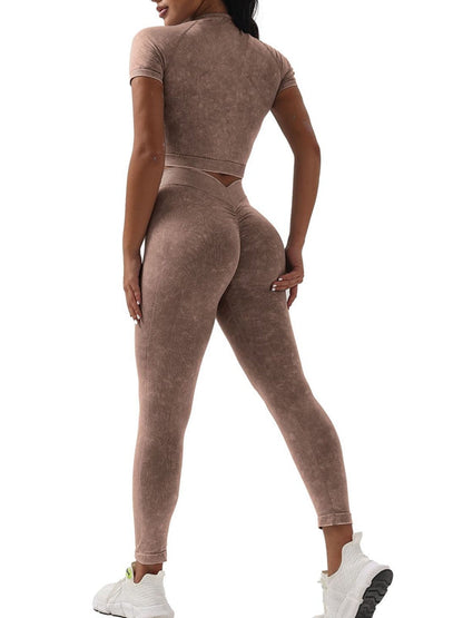 BUYCO Female Denim Deep V Back Ruched Back Short Tracksuit
