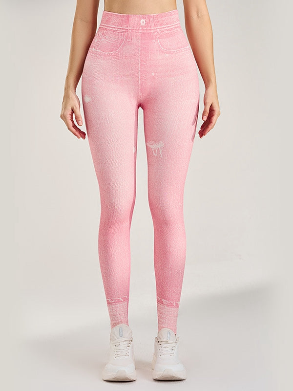 BUYCO Female Denim Pocket Hip-lift Leggings