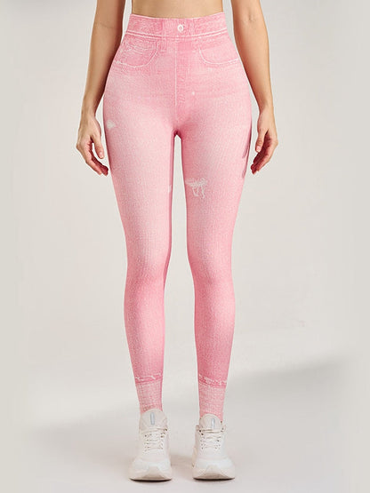 BUYCO Female Denim Pocket Hip-lift Leggings