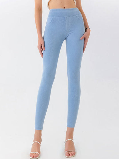 BUYCO Female Denim Pocket High-waisted Leggings