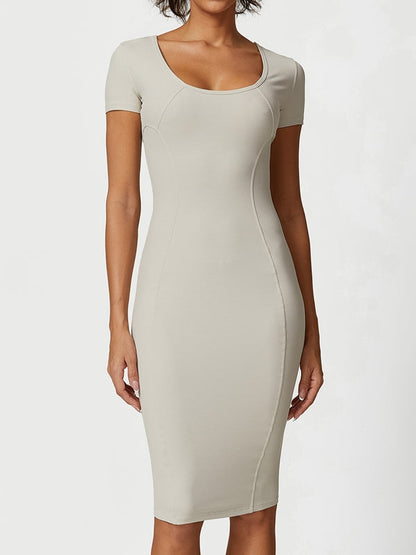 BUYCO Female U Collar Ribbed Quick-dry Dress