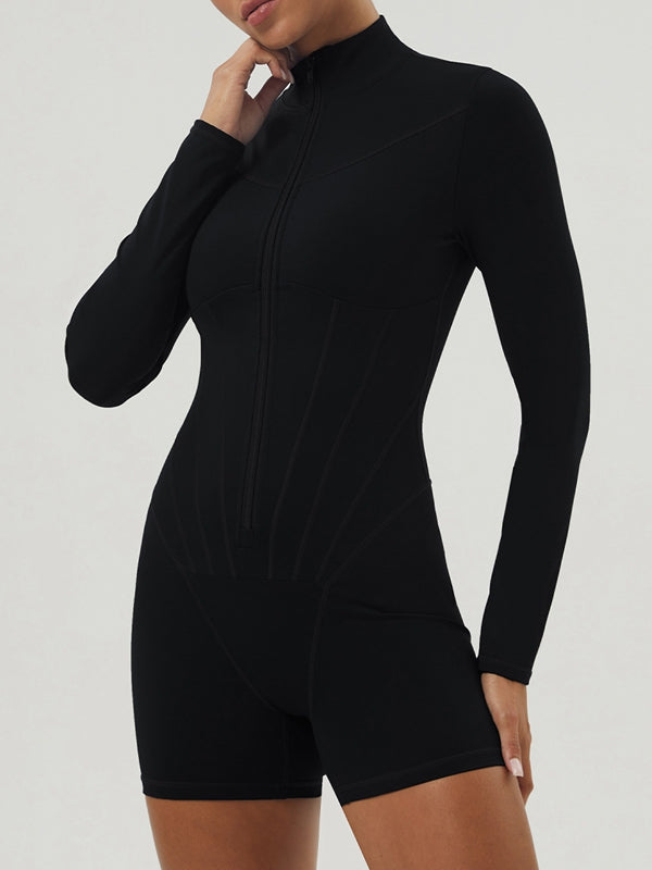 BUYCO Female Zipper Corset Stripes Romper