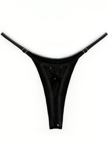 BUYCO Female Glossy PU T-back Panties